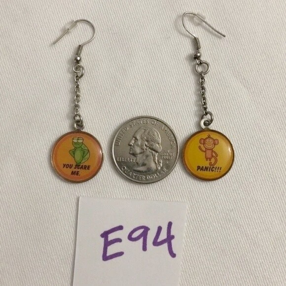 Round Cute Animal Dangle Earrings - Picture 5 of 6